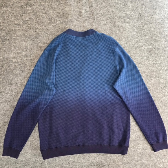 Robert Graham Cardigan Men XL Blue Fade Diamond Knit Button Down Grandpa Sweater - Picture 6 of 14